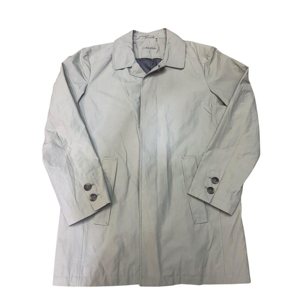 Calvin Klein Mens Light Grey Cotton Nylon Blend Car Coat Jacket Size S Small